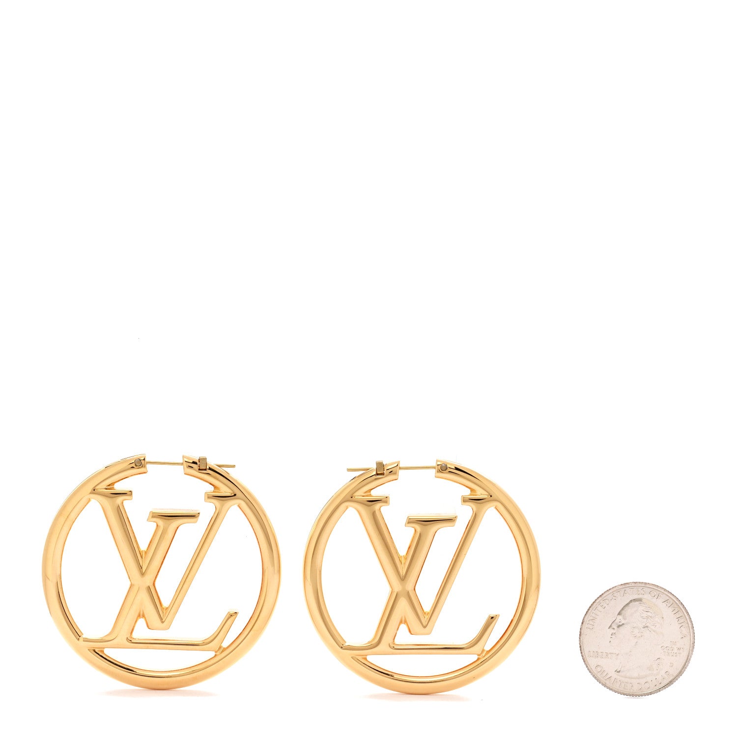 Louis Vuitton Metal Louise Hoop Earrings Gold 2 of 5