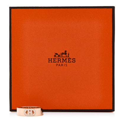 Hermes 18K Rose Gold Diamond PM H D'Ancre Ring 50 5.25 5 of 5
