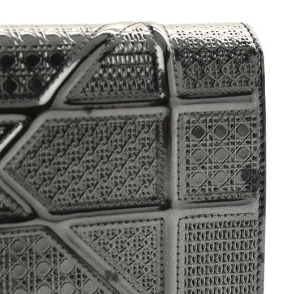 Christian Dior Metallic Patent Micro-Cannage Diorama Wallet on Chain Pouch Onyx Black 13 of 15