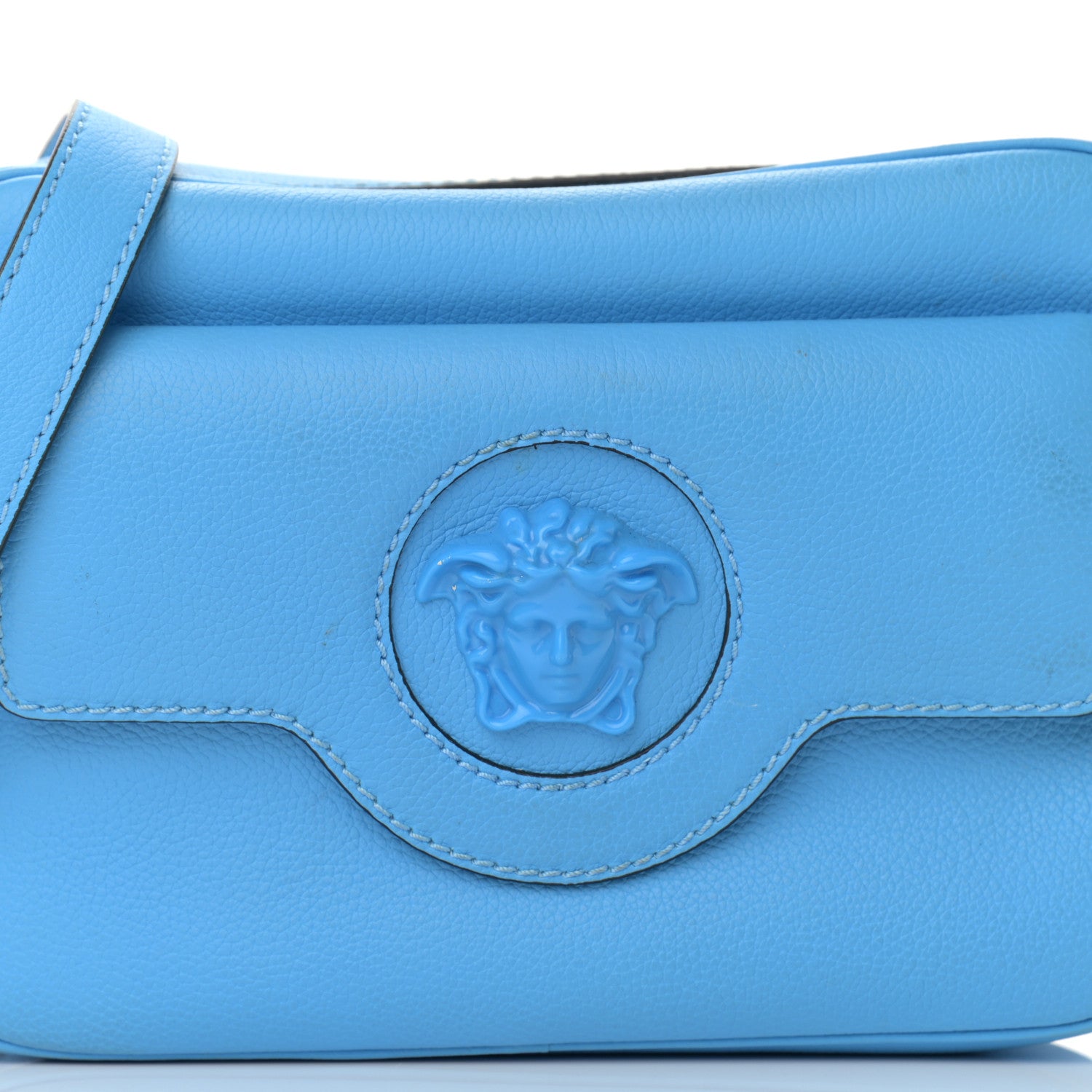 Versace Grained Calfskin Medusa Camera Bag Blue 7 of 12