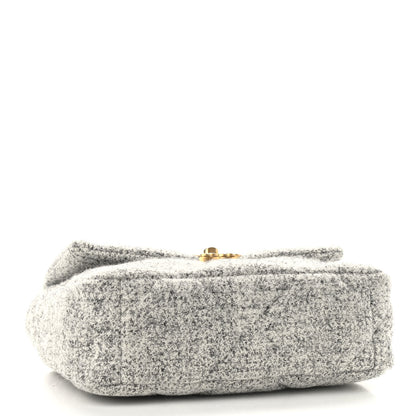 Chanel Tweed Quilted Medium Chanel 19 Flap Grey Ecru 4 of 9