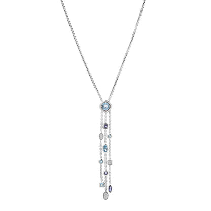 David Yurman Sterling Silver Diamond Iolite Blue Topaz Confetti Ice Necklace 1 of 7