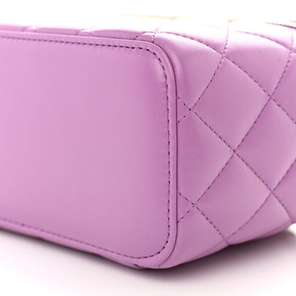 Chanel Lambskin Quilted Pearl Crush Small Vanity Case With Chain Purple 10 of 11
