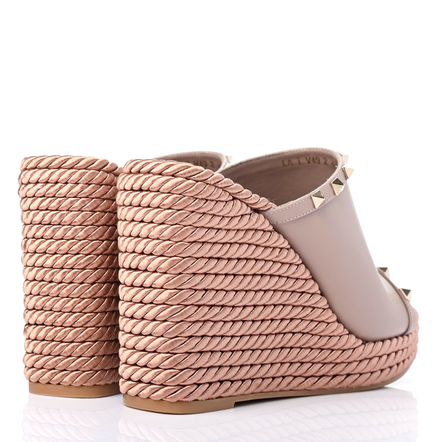 Valentino Garavani Calfskin Rockstud Wedge Mule 40 Poudre 3 of 4
