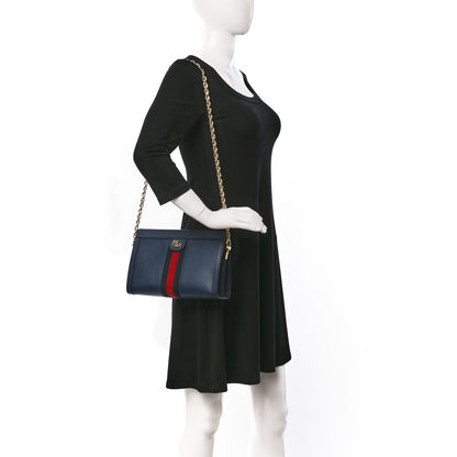 Gucci Textured Calfskin Web Small Ophidia Chain Shoulder Bag Blue Agata 2 of 10
