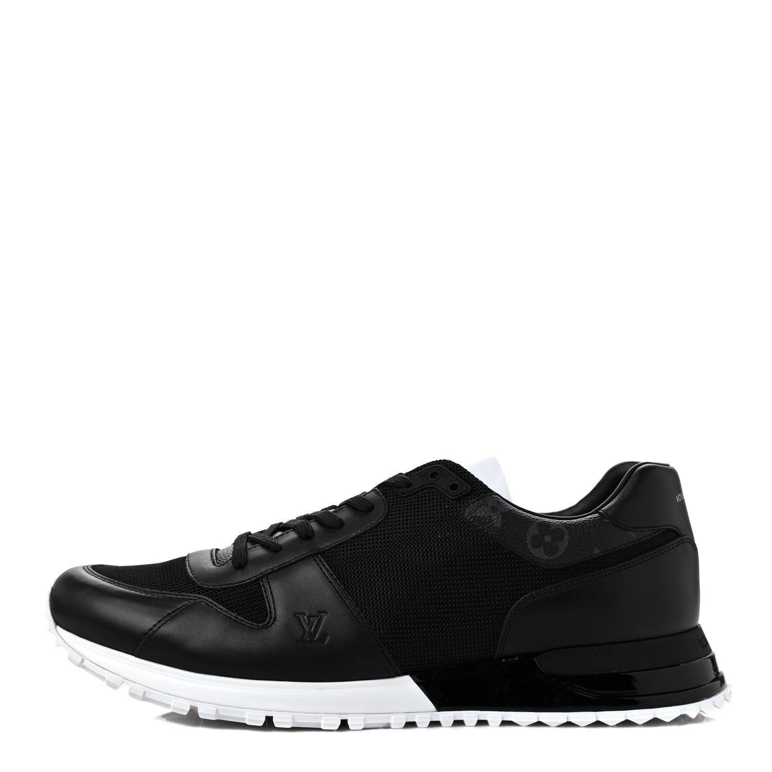 Louis Vuitton Calfskin Mesh Monogram Eclipse Mens Run Away Sneakers 11 Black 1 of 9
