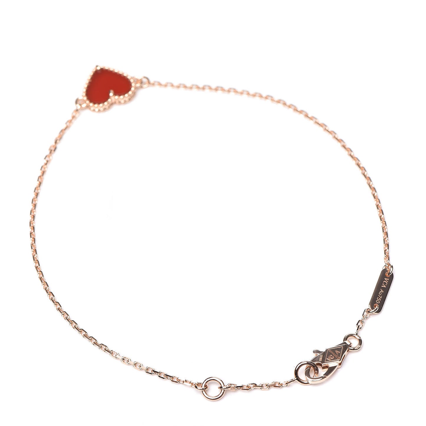 18K Rose Gold Carnelian Sweet Alhambra Heart Bracelet