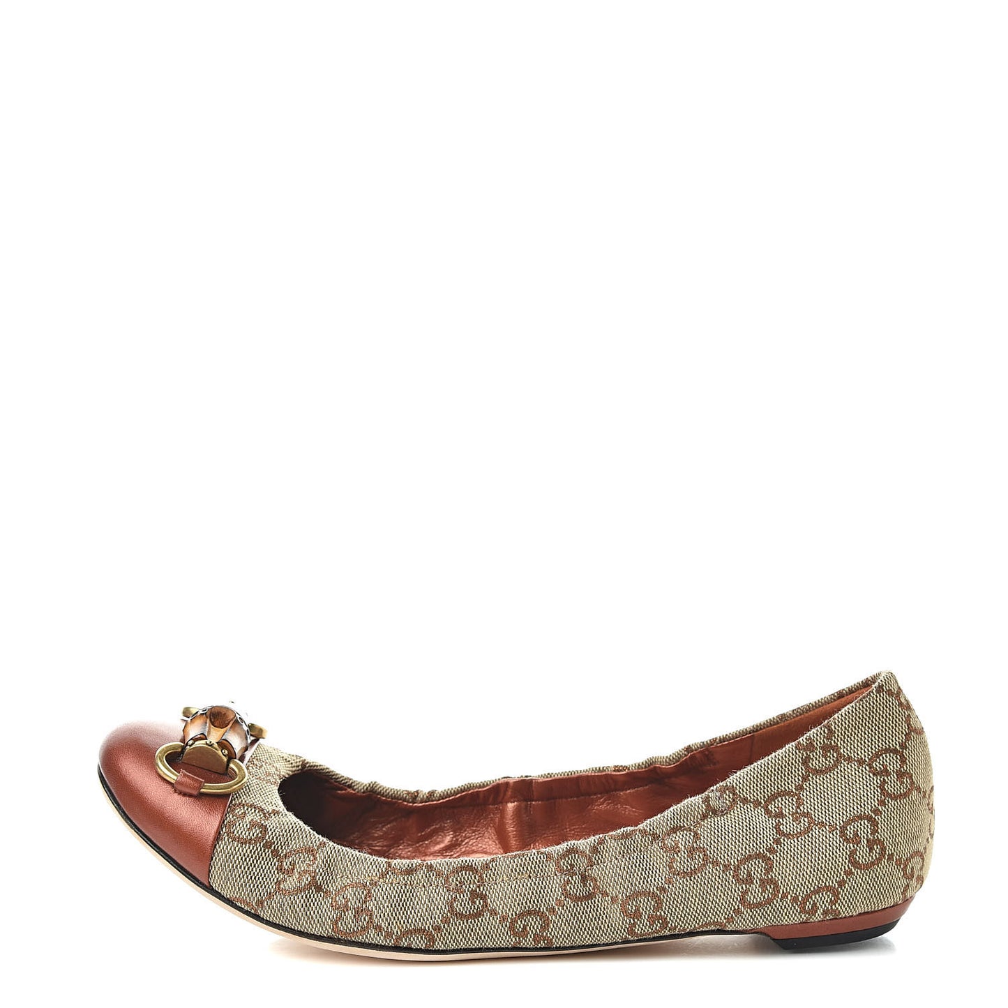 GG Monogram Miro Soft Calfskin Bamboo Ballet Flat 36.5 Beige Oxydus