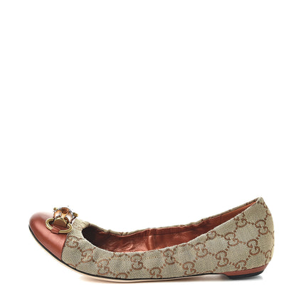 Gucci GG Monogram Miro Soft Calfskin Bamboo Ballet Flat 36.5 Beige Oxydus 1 of 14