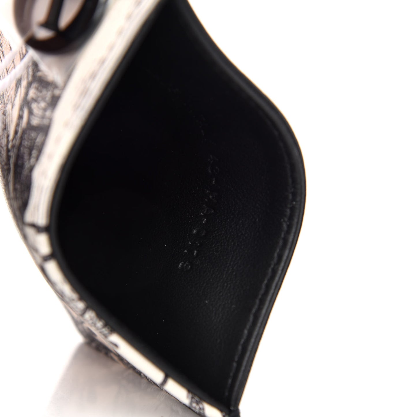 Calfskin Toile de Jouy Carnivora Card Holder Black White
