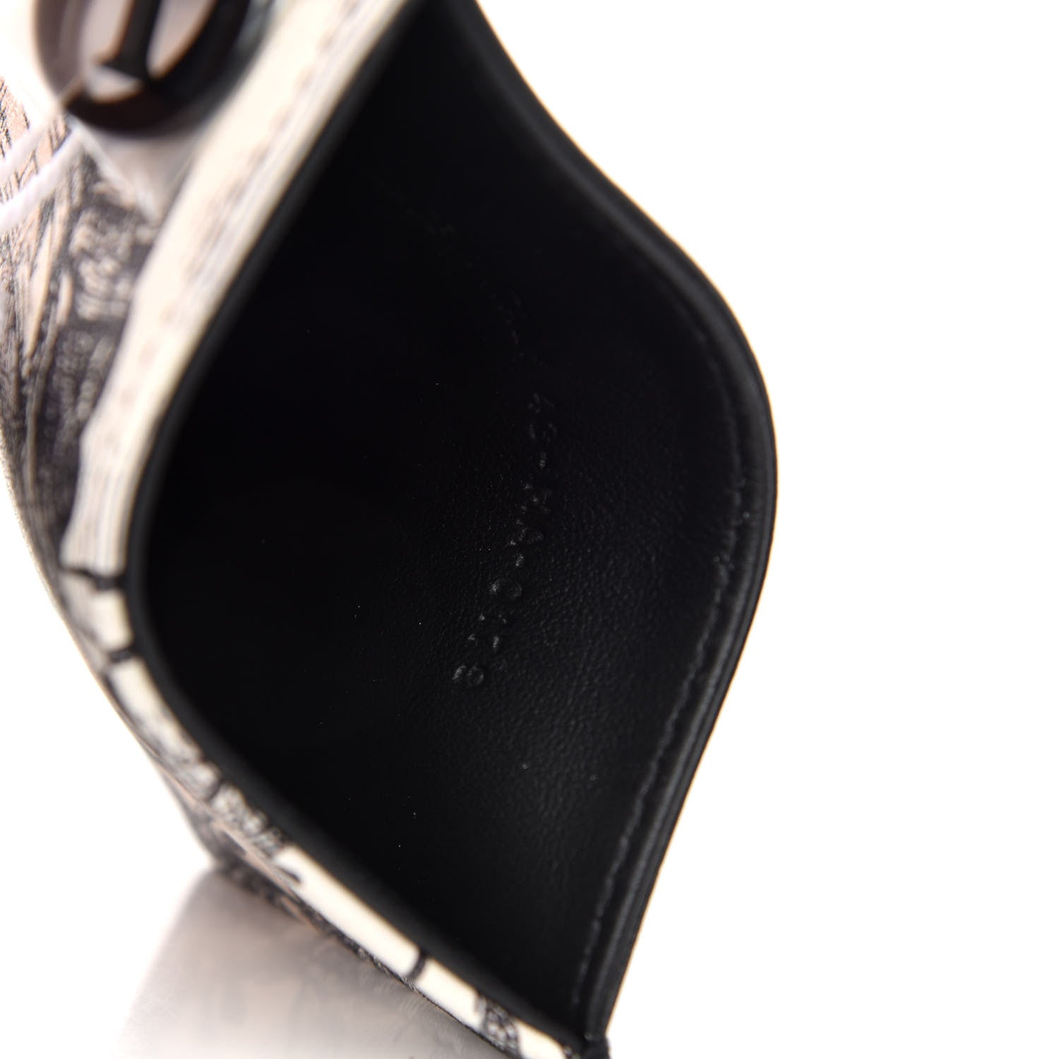 Christian Dior Calfskin Toile de Jouy Carnivora Card Holder Black White 5 of 7