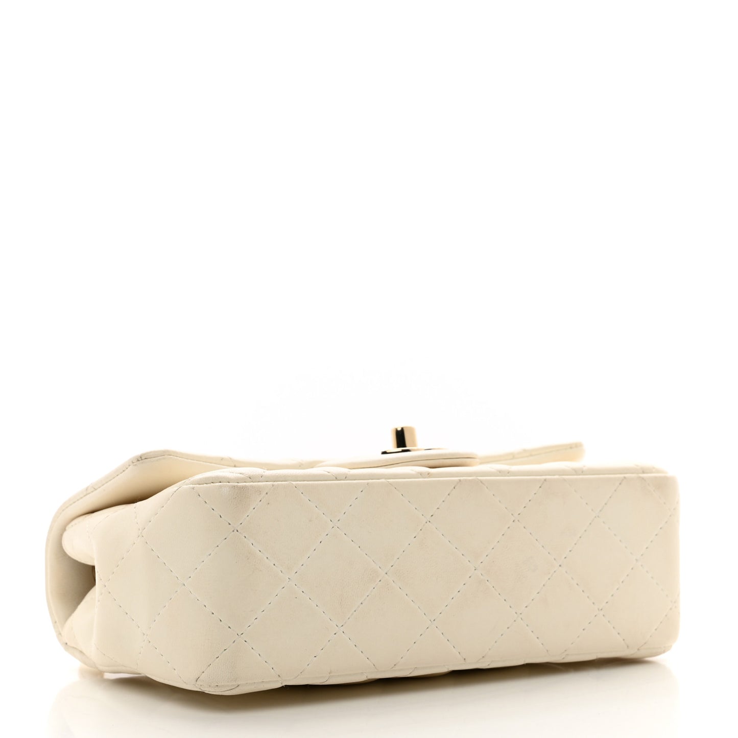Lambskin Quilted Mini Rectangular Flap White