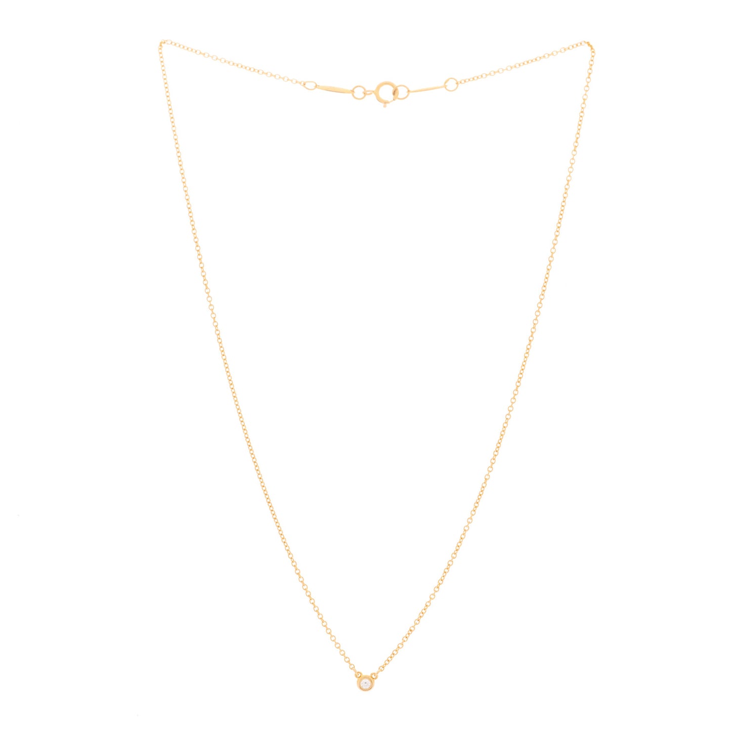 18K Rose Gold Diamond .03ct Elsa Peretti Diamonds by the Yard Pendant Necklace