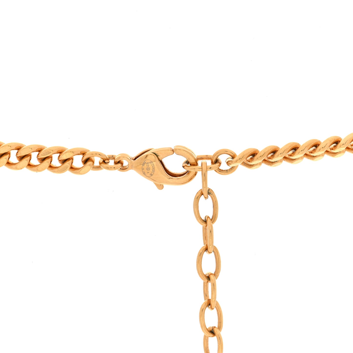 Metal CC Pearl Lion Long Necklace Gold