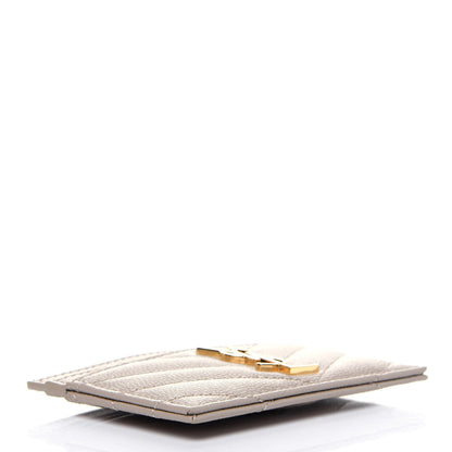 Saint Laurent Grain De Poudre Matelasse Chevron Monogram Credit Card Case Sea Salt 4 of 11