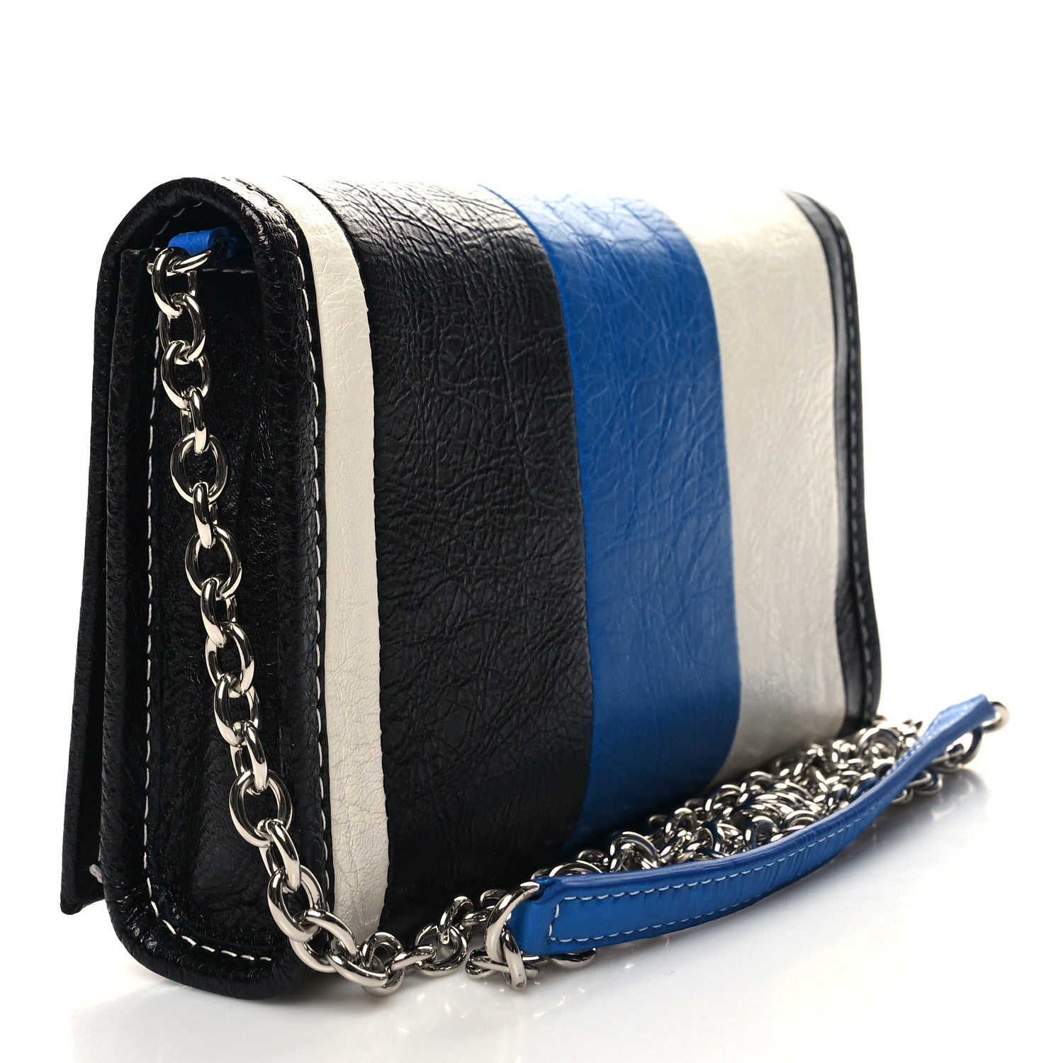 Balenciaga Agneau Arena Multicolore Bazar Chain Shoulder Bag Bleu White Black 3 of 11