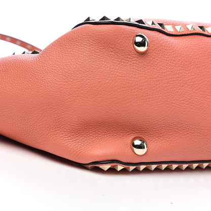Valentino Garavani Pebbled Calfskin Medium Rockstud Tote Coral 8 of 10