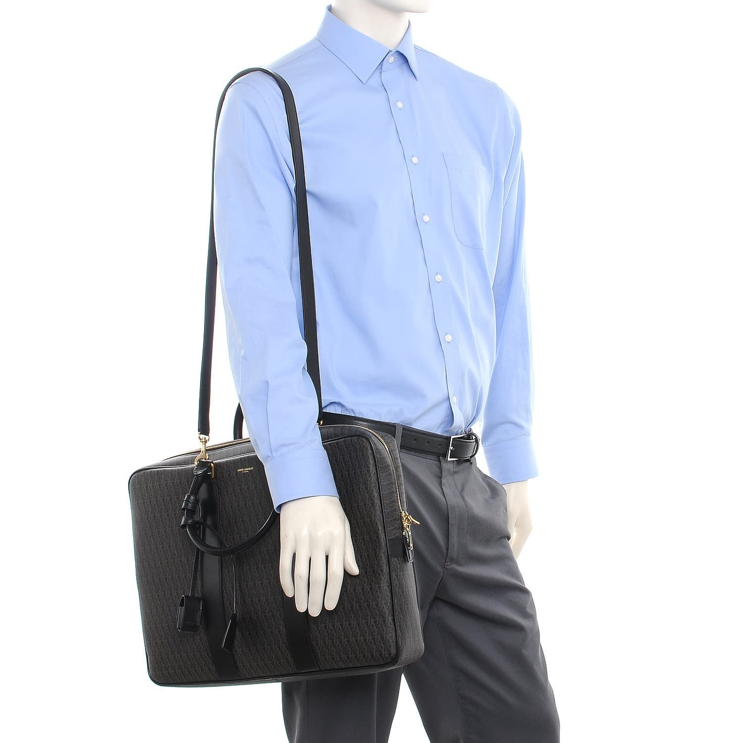 Toile Classic Monogram Flat Briefcase Black