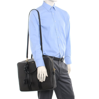 Saint Laurent Toile Classic Monogram Flat Briefcase Black 2 of 8