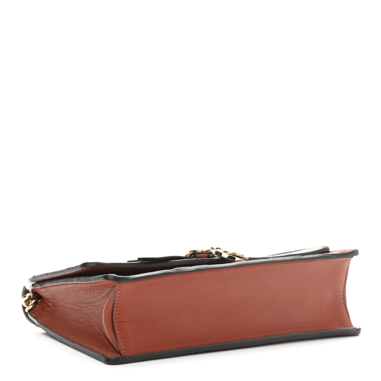 Calfskin Patchwork Alphabet Clutch On Chain Sepia Brown