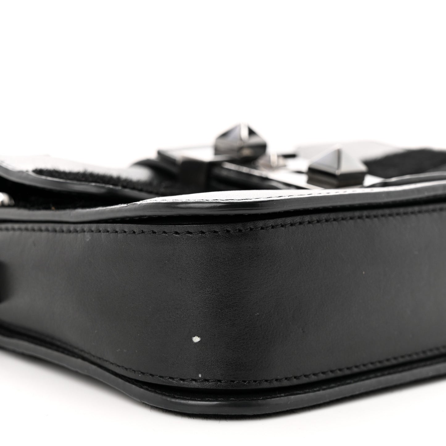 Snakeskin Embossed Vitello Calf Hair B-Rockstud Flap Black