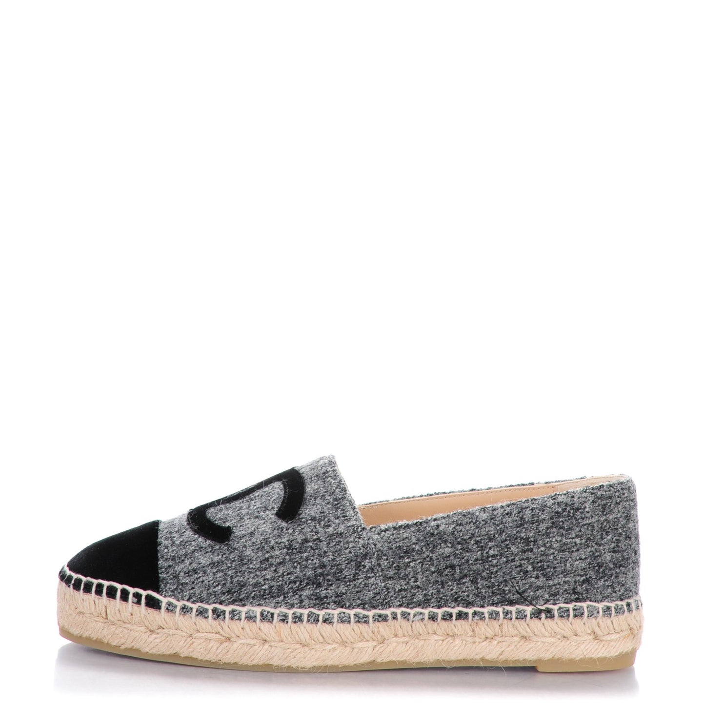 Tweed Velvet CC Espadrilles 38 Grey Black