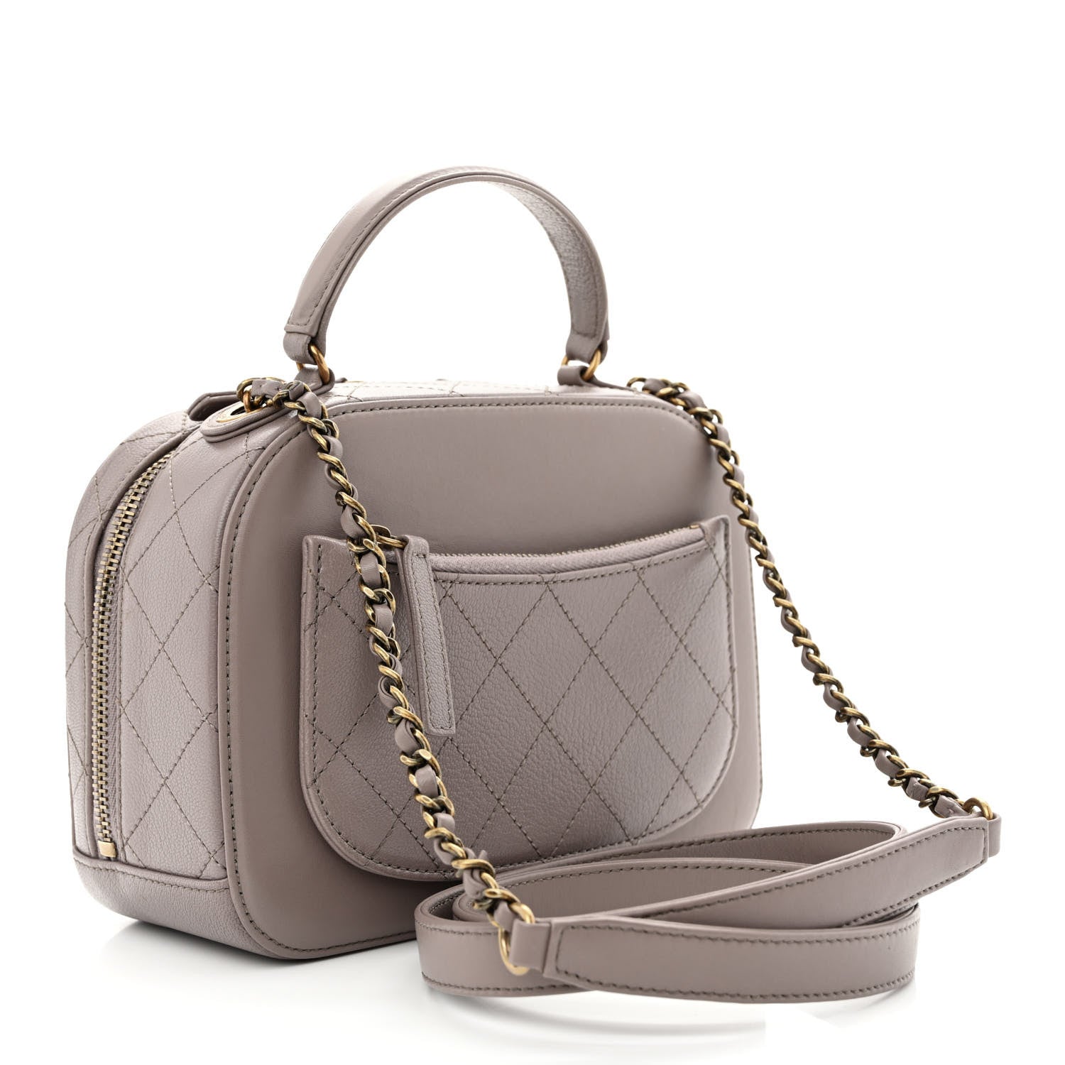 Chanel Shiny Calfskin Goatskin Quilted Coco Curve Vanity Grey 3 of 11