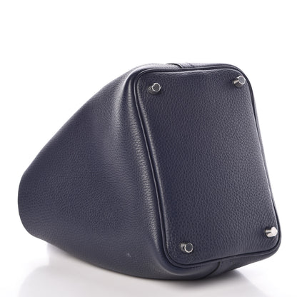 Hermes Taurillon Clemence Picotin Lock 18 PM Bleu Nuit Rose Pourpre 4 of 8
