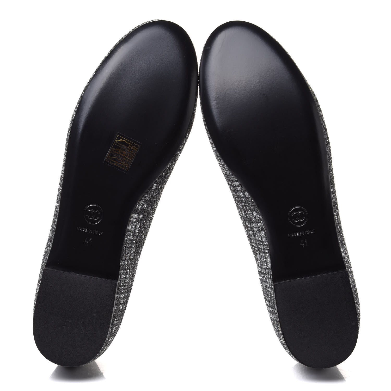 Chanel Fantasy Fabric Grosgrain CC Mocassin Loafers 41 Silver Black 6 of 9