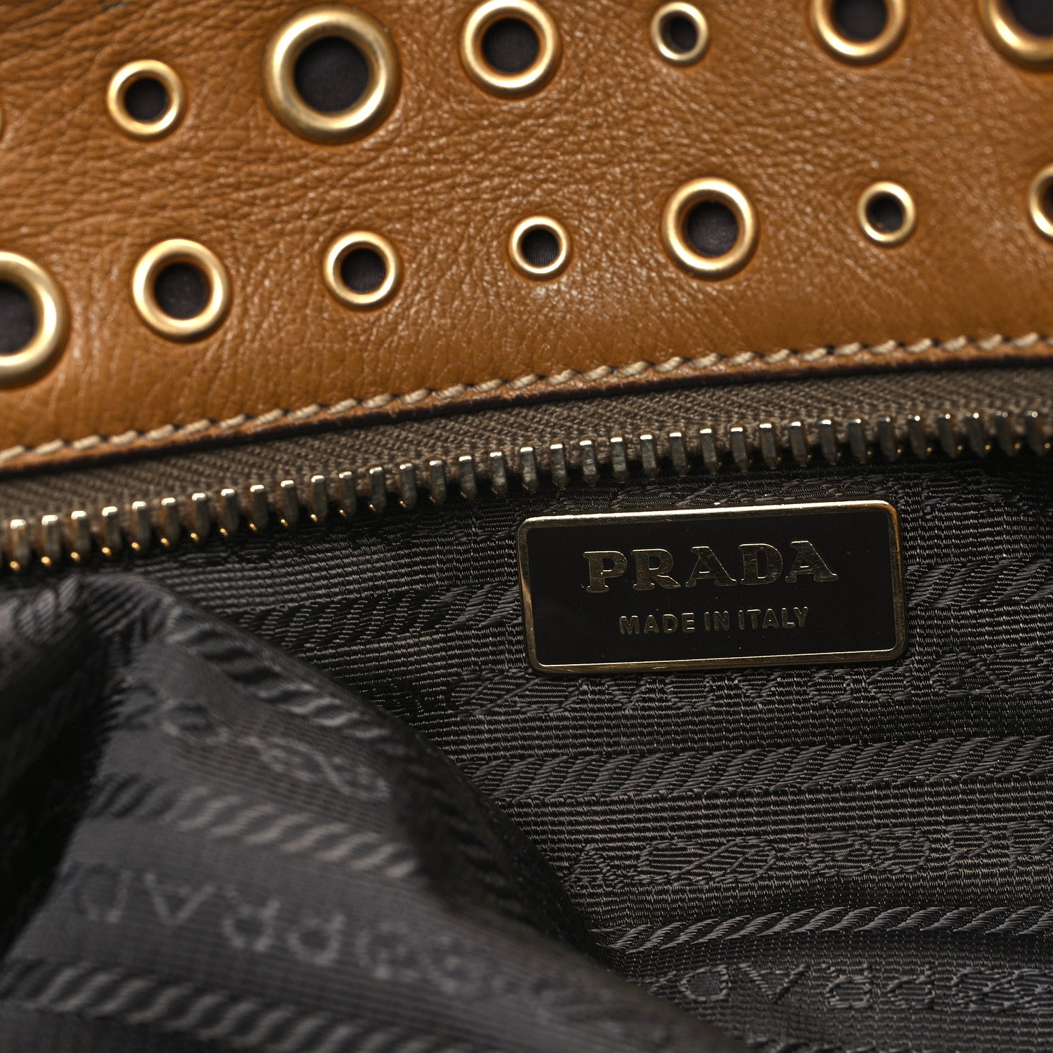 Prada Vitello Daino Grommet Satchel Bruciato 6 of 12