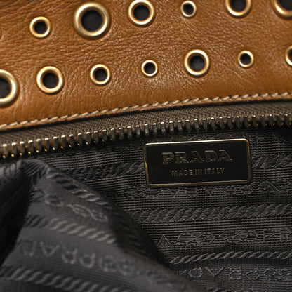Prada Vitello Daino Grommet Satchel Bruciato 6 of 12
