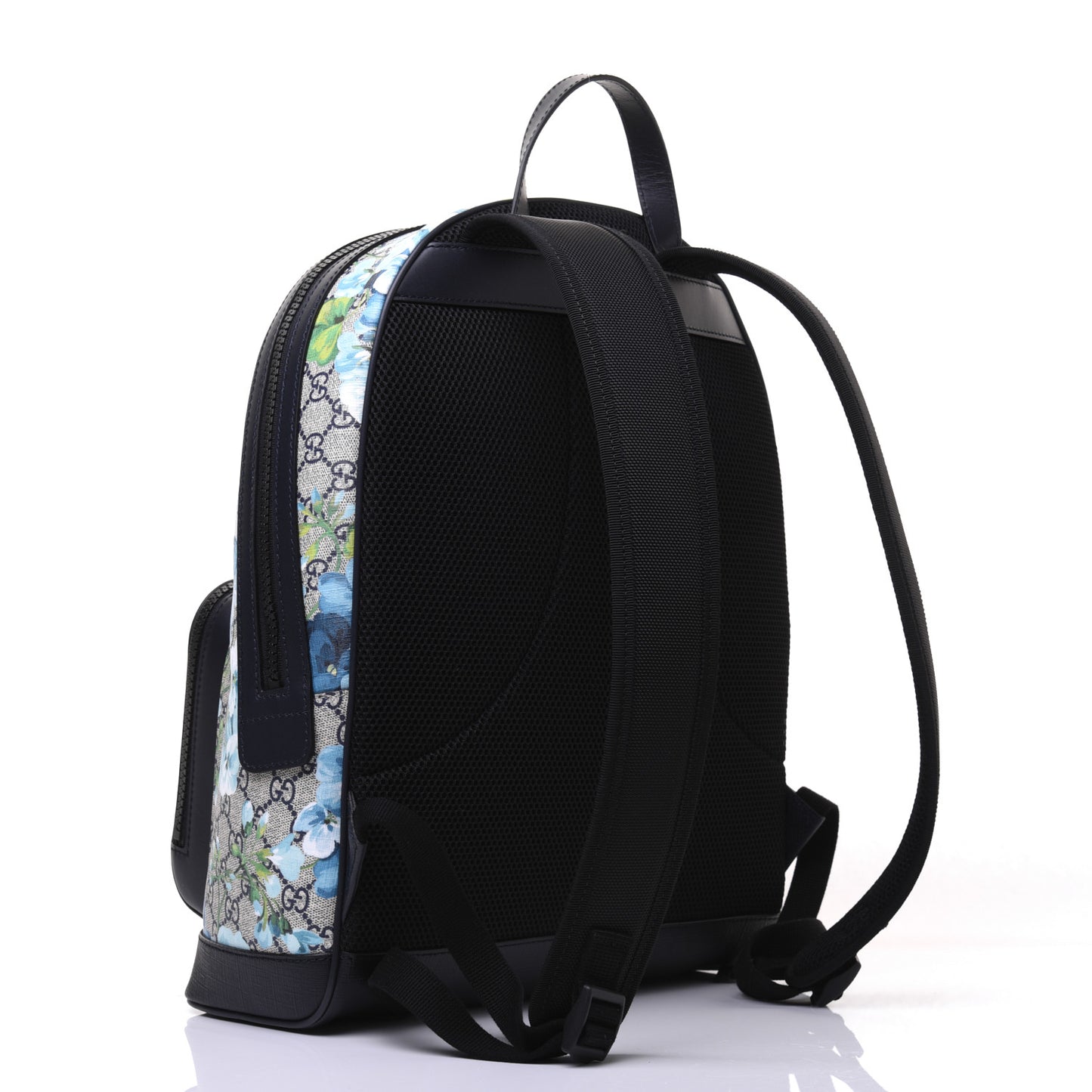 GG Supreme Monogram Blooms Medium Day Backpack Beige Blue Navy