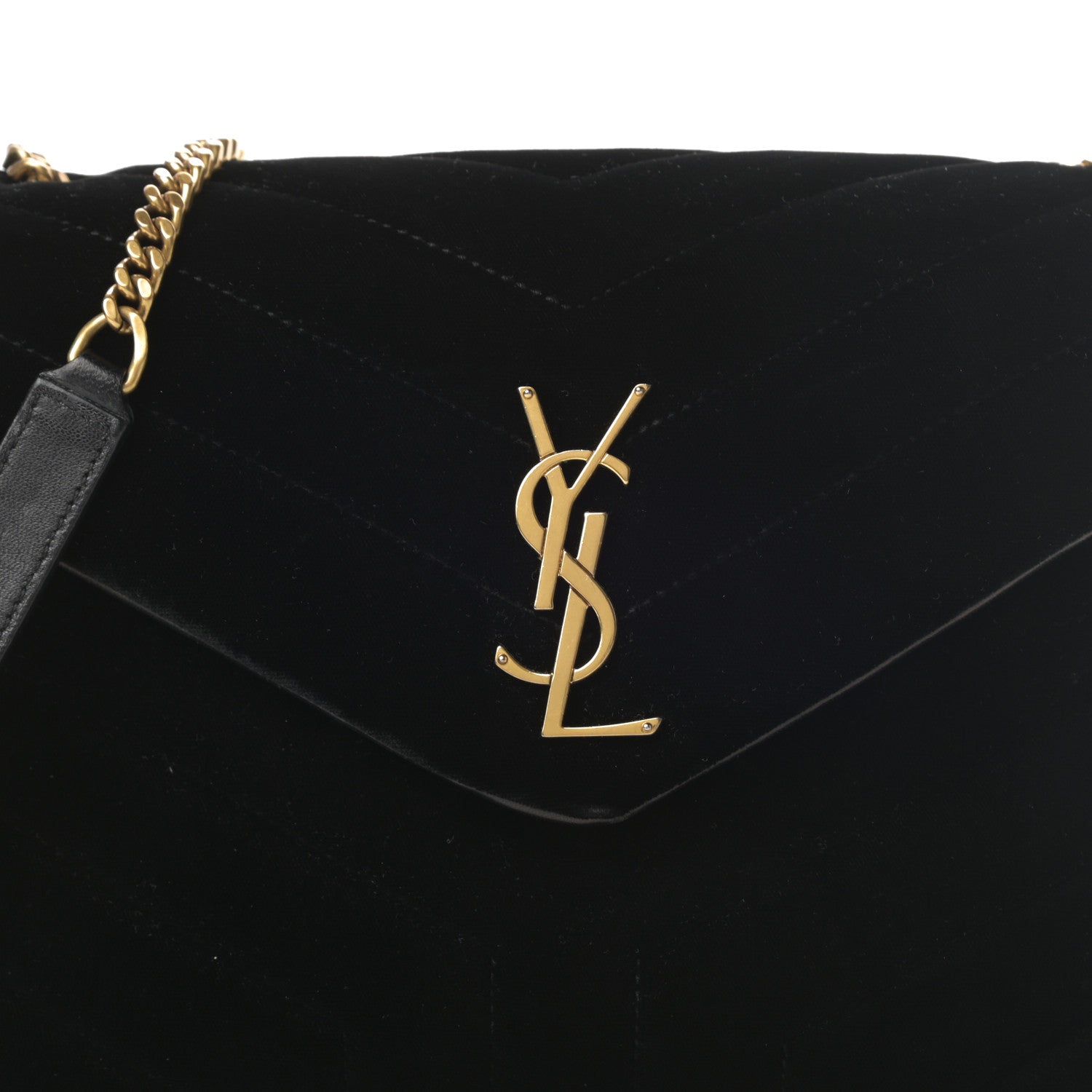 Saint Laurent Velvet Y Quilted Monogram Small Loulou Chain Satchel Black 8 of 17