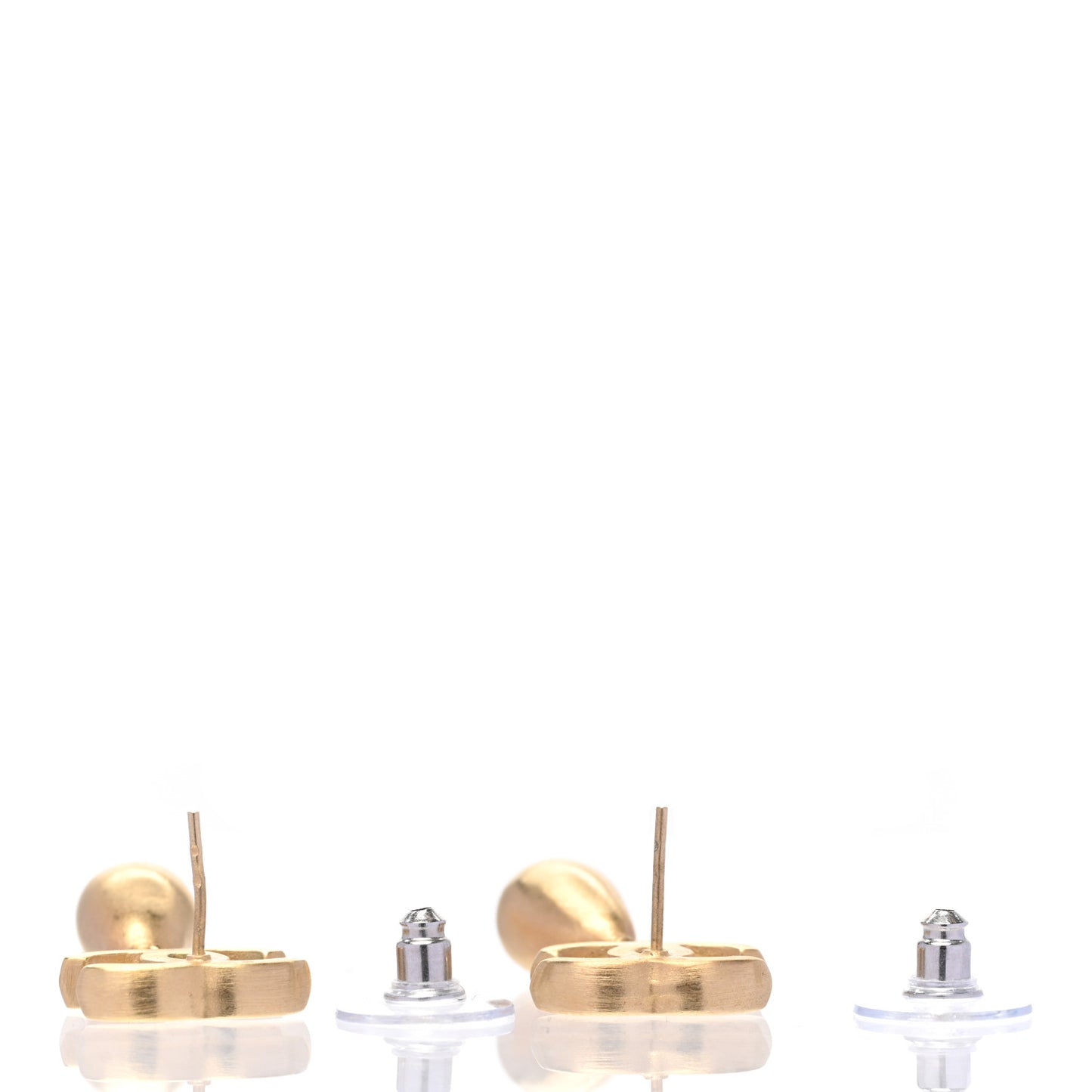 Metal CC Teardrop Earrings Matte Gold