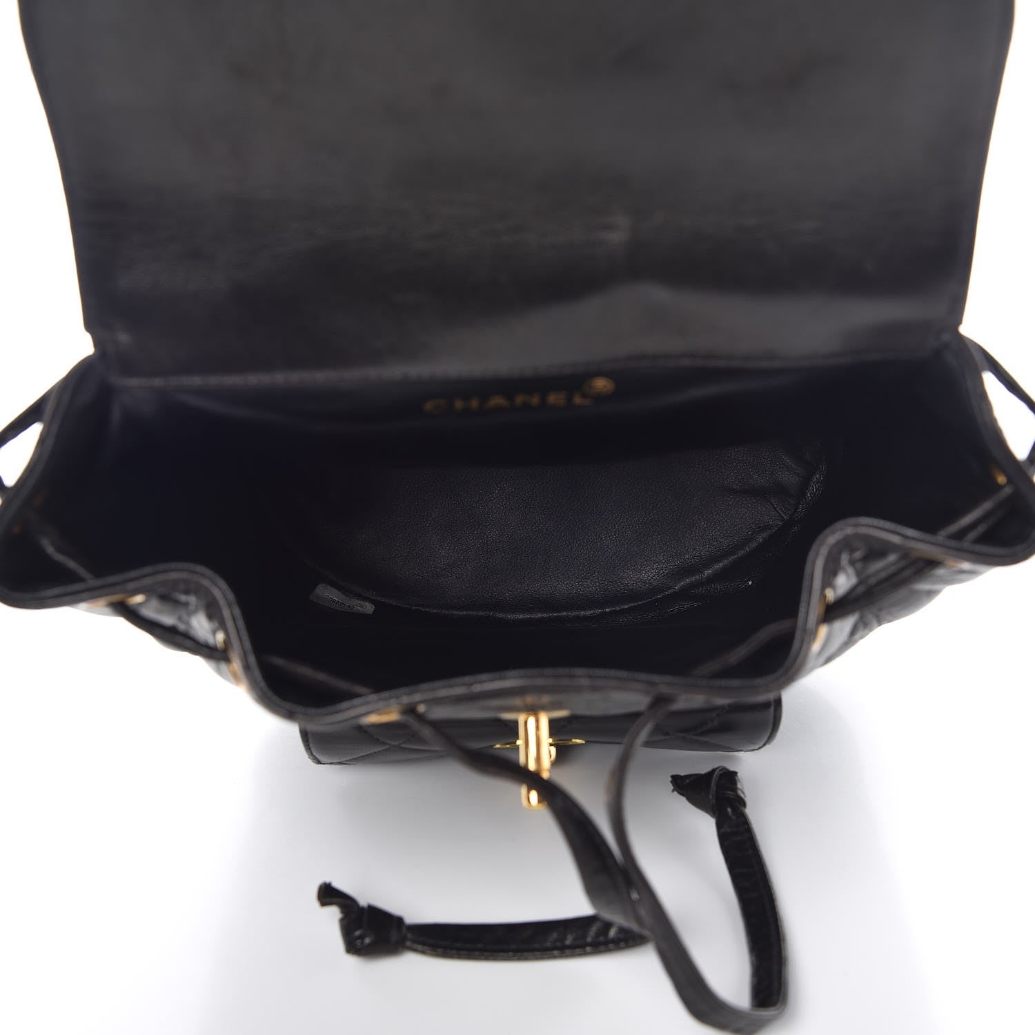 Chanel Lambskin Quilted Drawstring Backpack Black 5 of 10