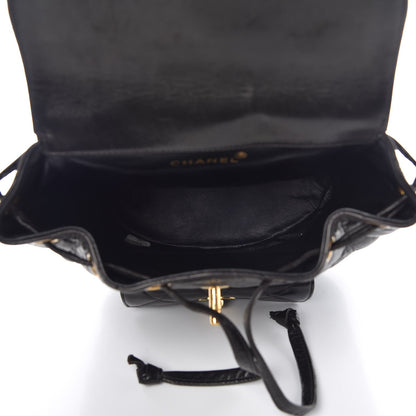 Chanel Lambskin Quilted Drawstring Backpack Black 5 of 10
