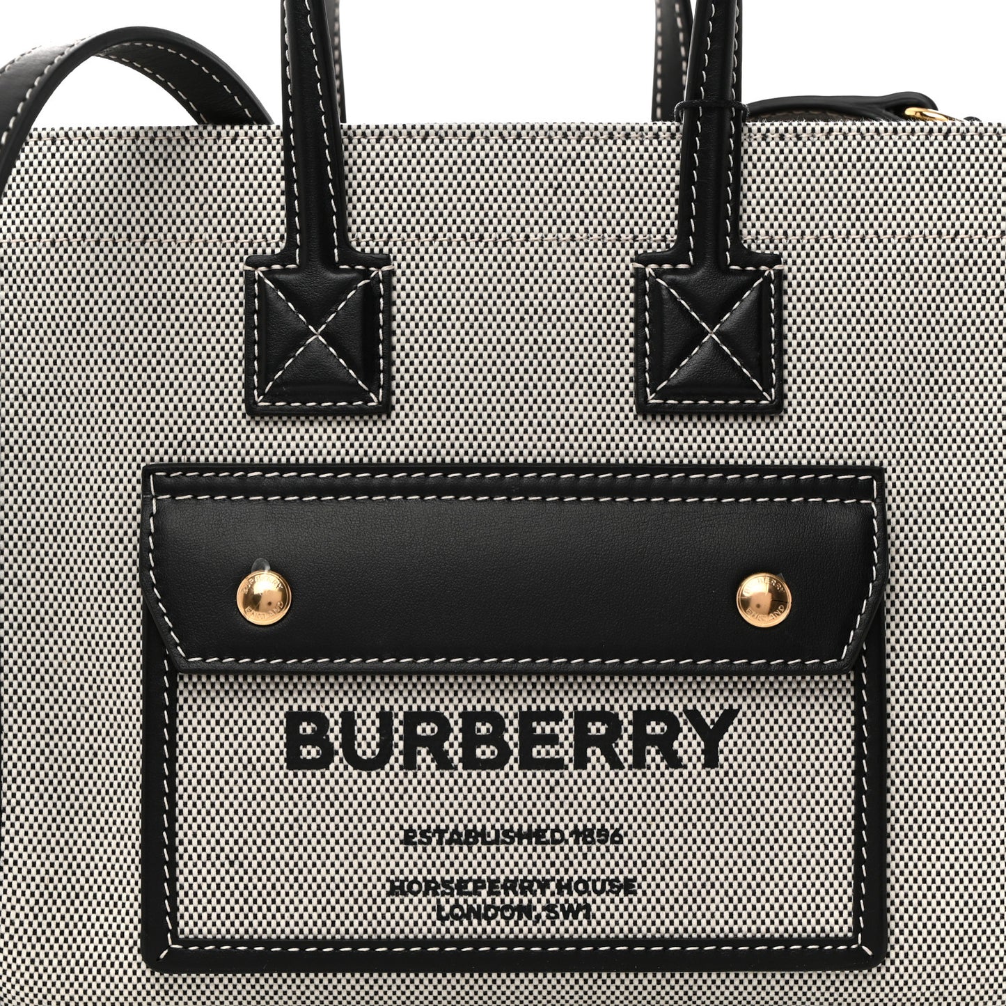 Canvas Smooth Calfskin Mini Two Tone Freya Tote Black