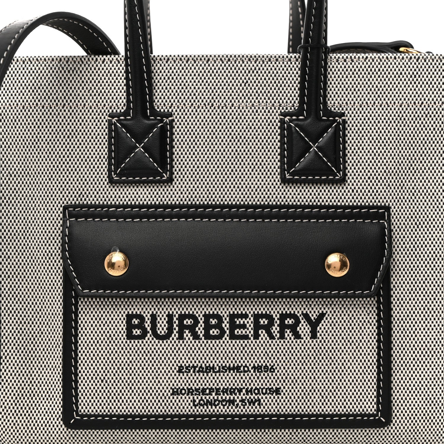 Burberry Canvas Smooth Calfskin Mini Two Tone Freya Tote Black 9 of 11
