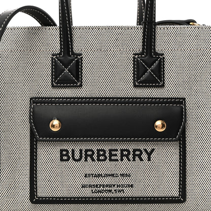Burberry Canvas Smooth Calfskin Mini Two Tone Freya Tote Black 9 of 11
