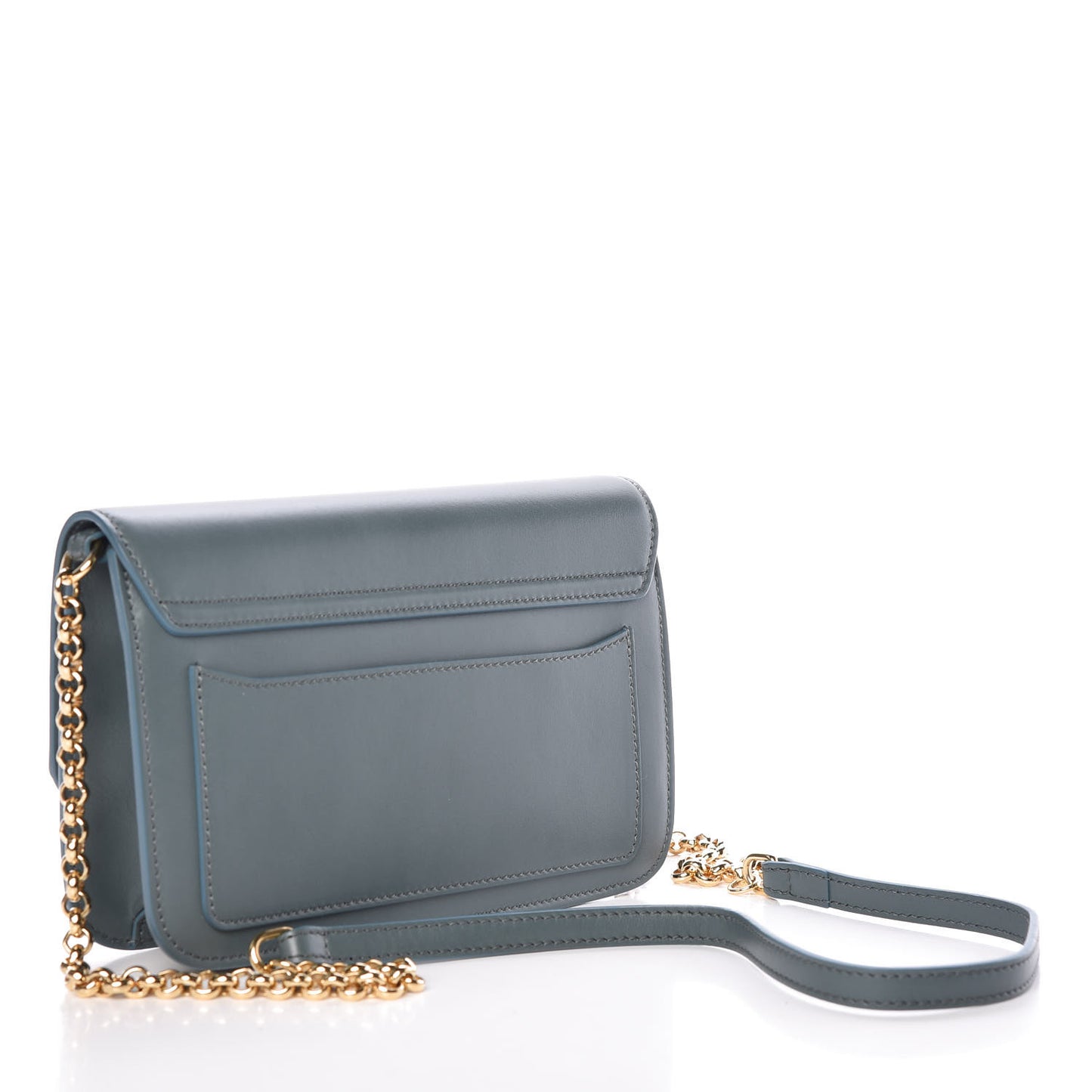 Calfskin Suede C Clutch With Chain Cloudy Blue