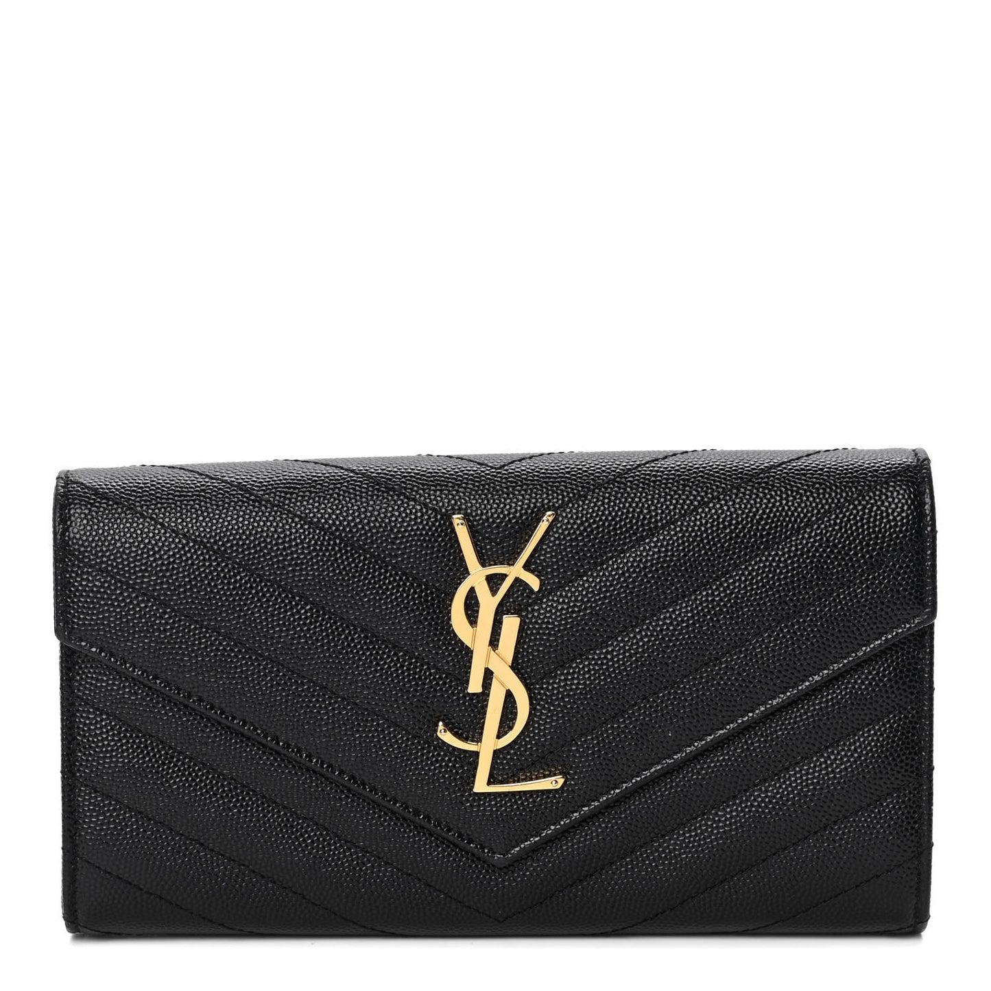 Grain De Poudre Matelasse Chevron Monogram Flap Wallet Black