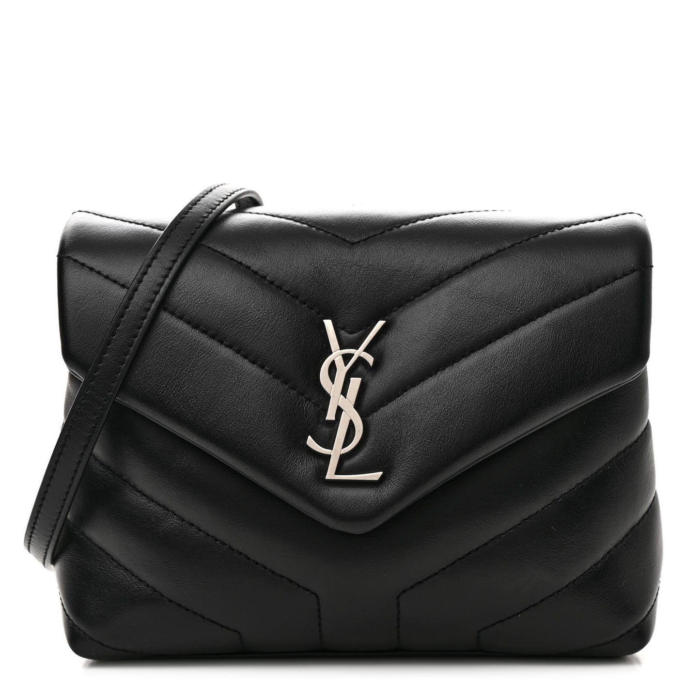 Calfskin Y Quilted Monogram Toy Loulou Crossbody Bag Black