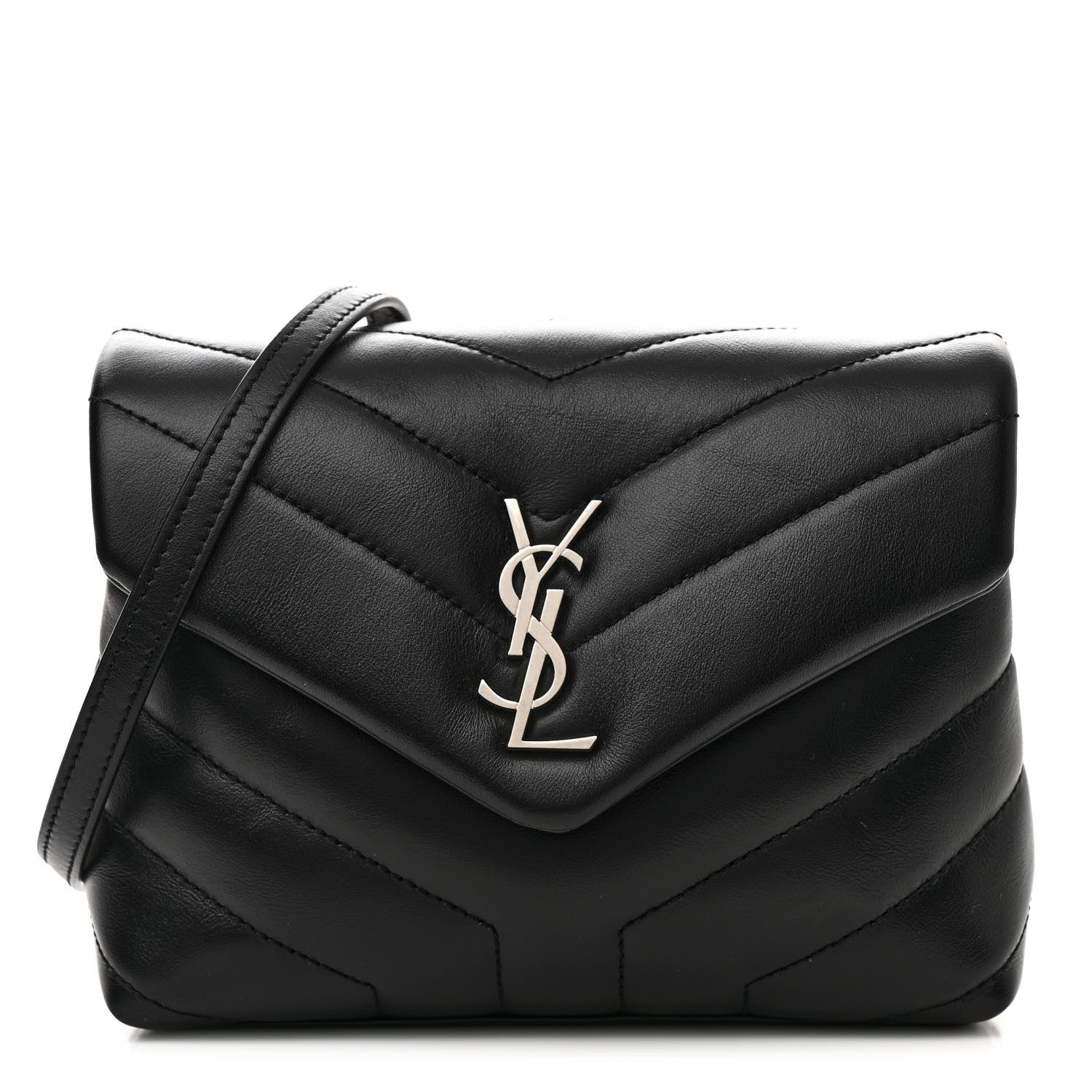 Saint Laurent Calfskin Y Quilted Monogram Toy Loulou Crossbody Bag Black 1 of 11