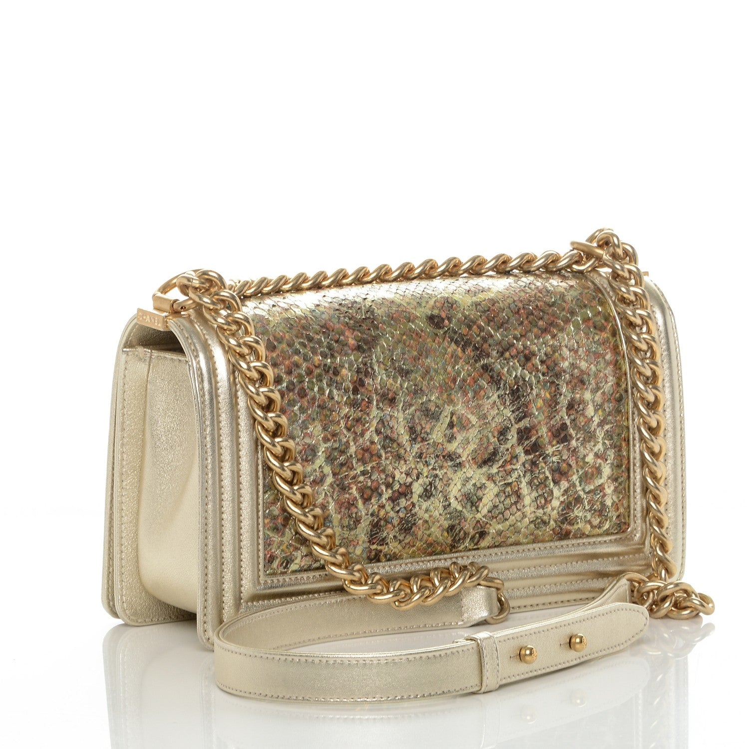 Chanel Metallic Painted Python Medium Boy Flap Gold 189620