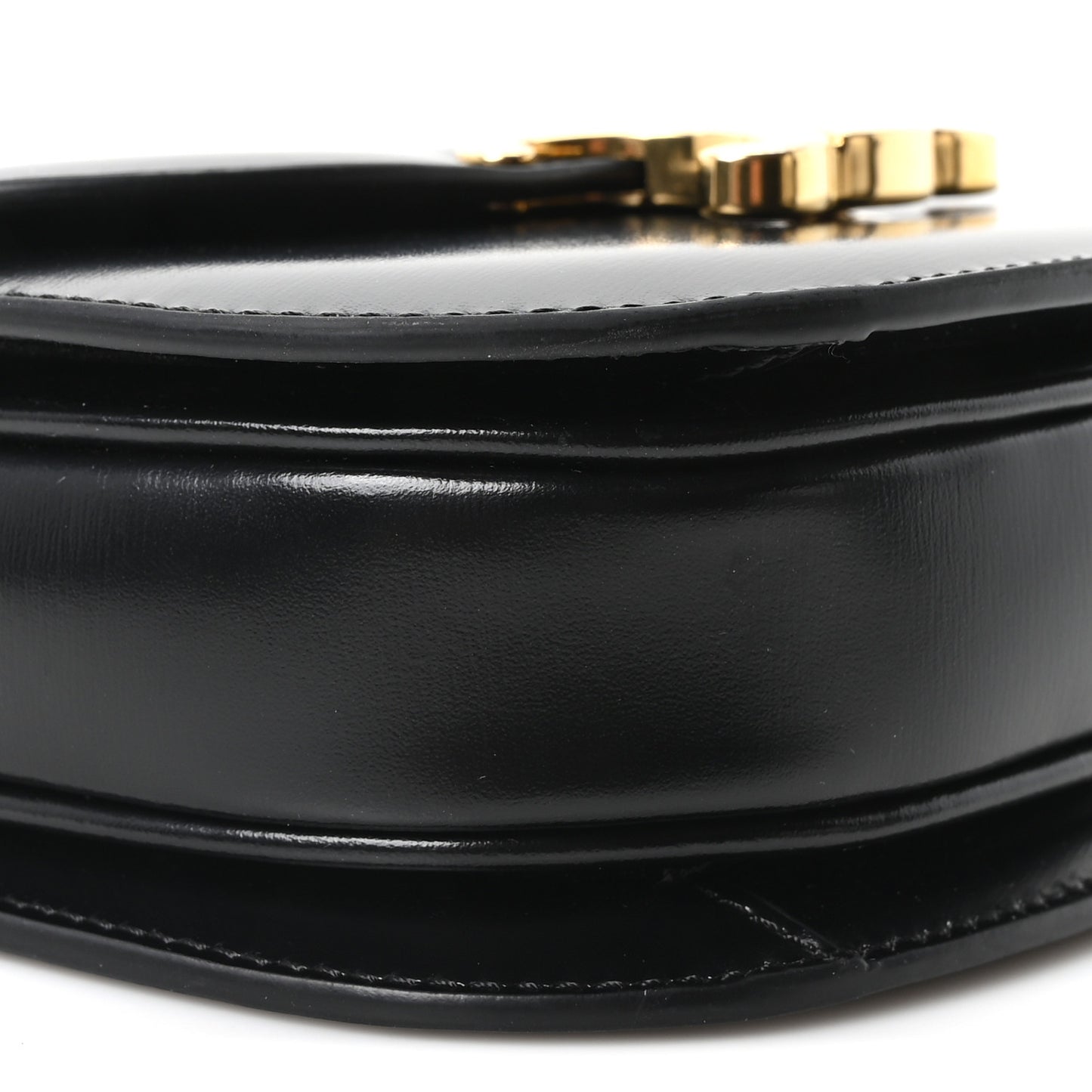 Shiny Calfskin Triomphe Mini Besace Clea Black