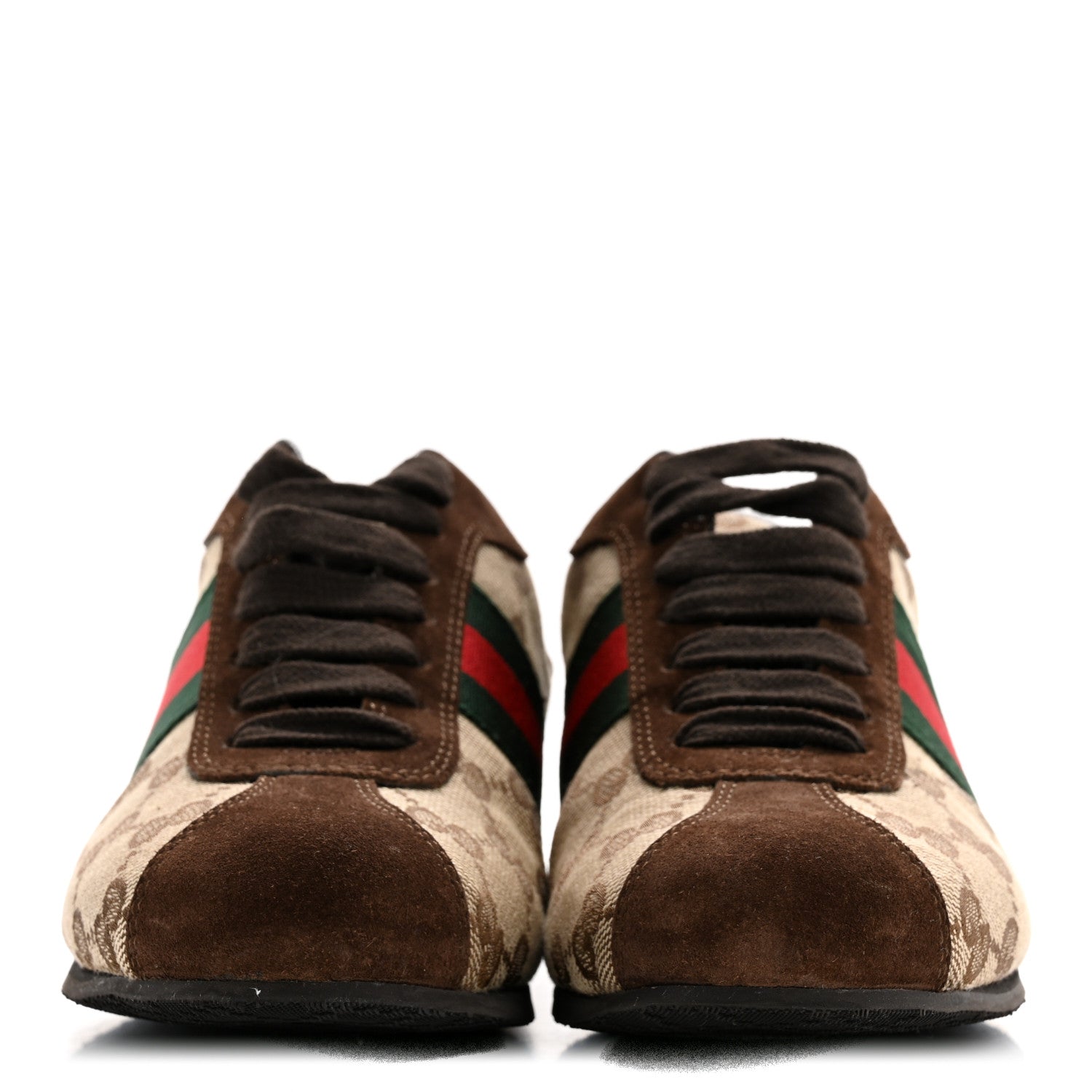 Gucci GG Monogram Suede Vintage Web Womens Sneakers 35.5 Dark Chestnut 3 of 10