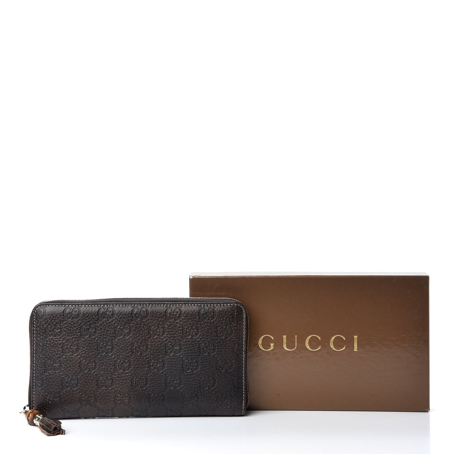 Guccissima Bamboo Tassel Zip Around Wallet Brown