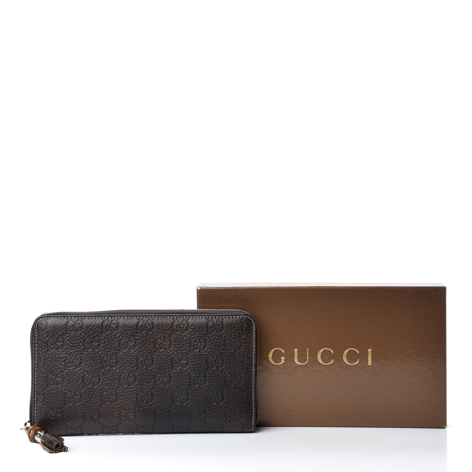 Gucci Guccissima Bamboo Tassel Zip Around Wallet Brown 7 of 7