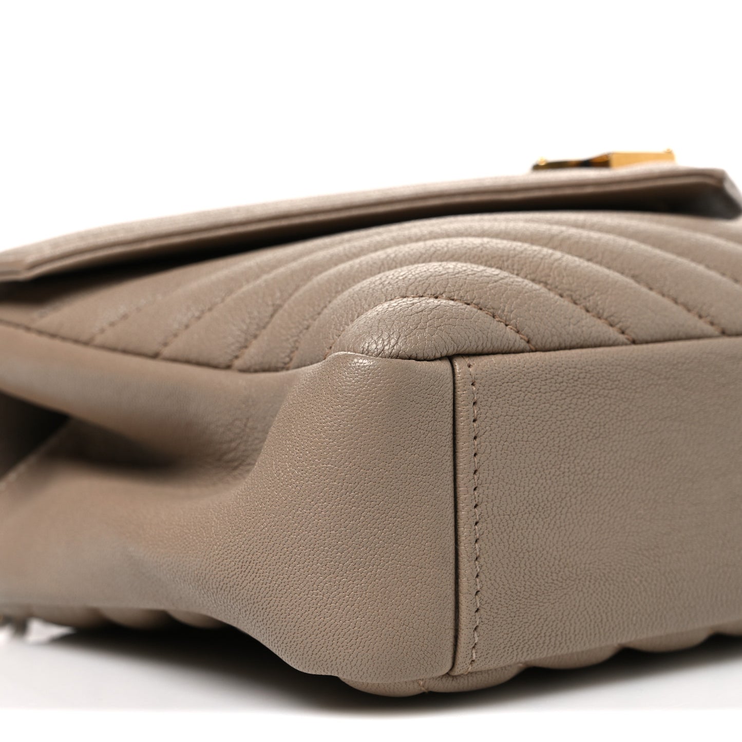 Sheepskin Matelasse Chevron Monogram Medium College Bag Dark Beige
