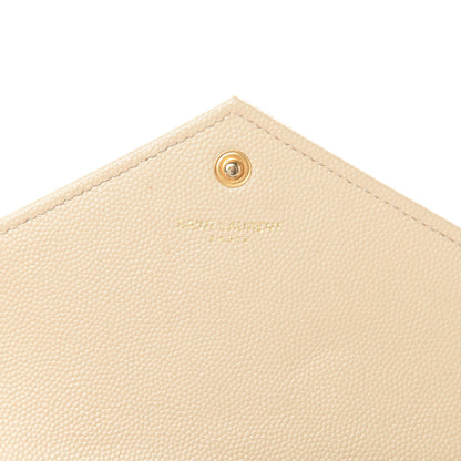 Saint Laurent Grain De Poudre Matelasse Chevron Monogram Envelope Chain Wallet Nude Powder 6 of 18